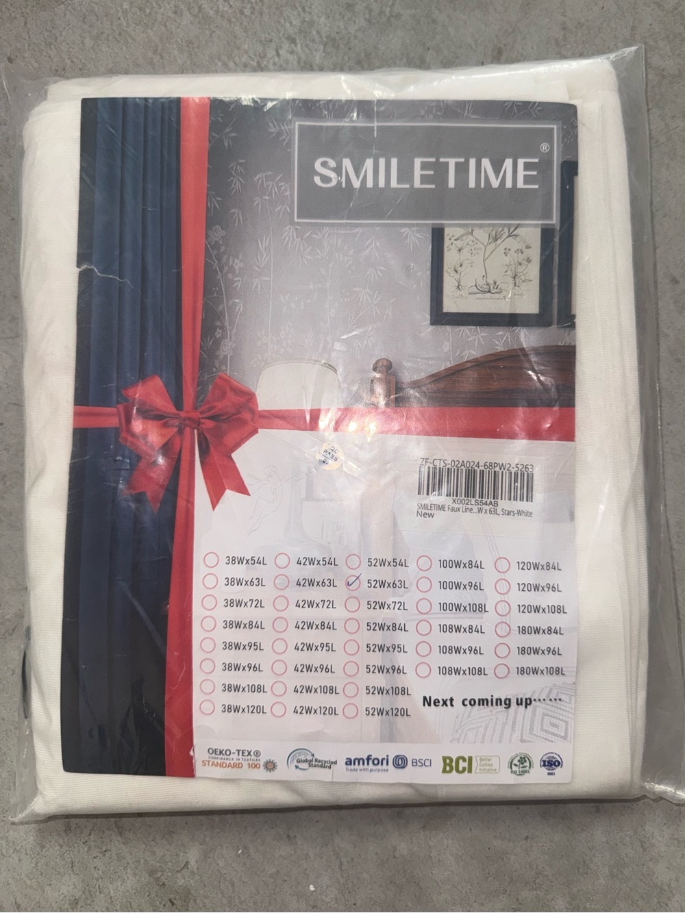 NWT Set of 2 Off-White Sheer Curtain Panels with STARS Embroidered, 52 X 63"